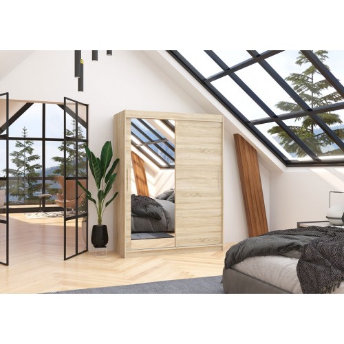 Garderobna omara z drsnimi vrati Bianco (150 cm)