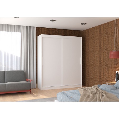 Garderobna omara z drsnimi vrati Lincoln (180 cm)-Bela