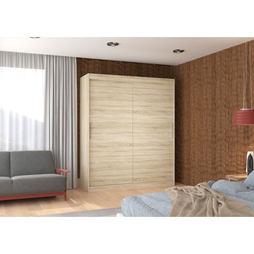 Garderobna omara z drsnimi vrati Lincoln (180 cm)-Sonoma hrast