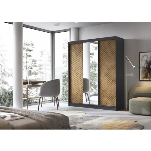 GARDEROBNA OMARA Z DRSNIMI VRATI IN OGLEDALOM MARPHY - 180 CM