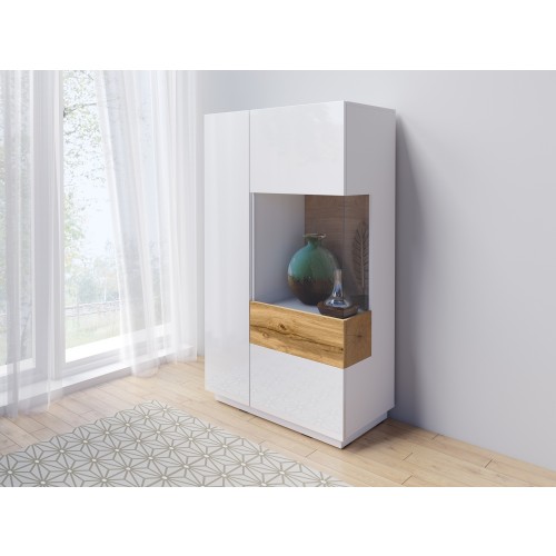 NIZKA VITRINA STOCKHOLM BELA/HRAST