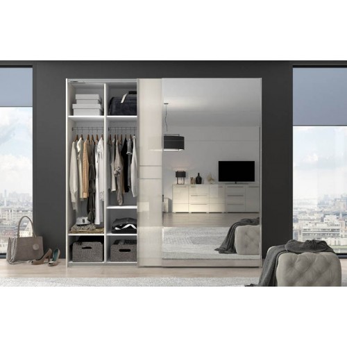 GARDEROBNA OMARA PIANO Z DRSNIMI VRATI IN OGLEDALOM 230 cm (VEČ BARV)