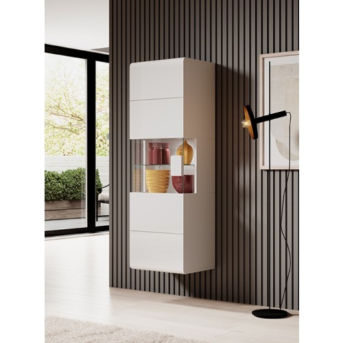 VISEČA VITRINA TOLEDO - BELA VISOK SIJAJ