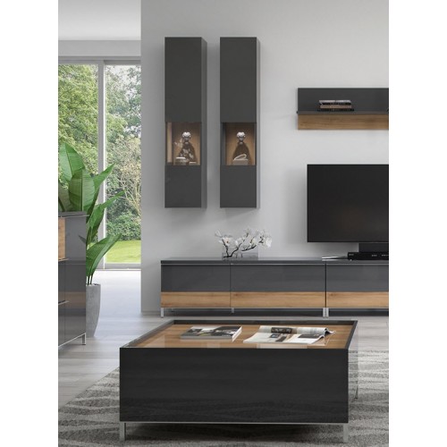 VISEČA VITRINA RADDA ONYX Z OSVETLITVIJO