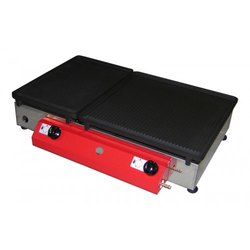 Namizni plinski žar 65x40 z LTŽ ploščo z dvema gorilnikoma