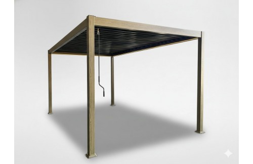 Bioklimatska pergola Jara (LED, lesni videz, 3 x 4 m)