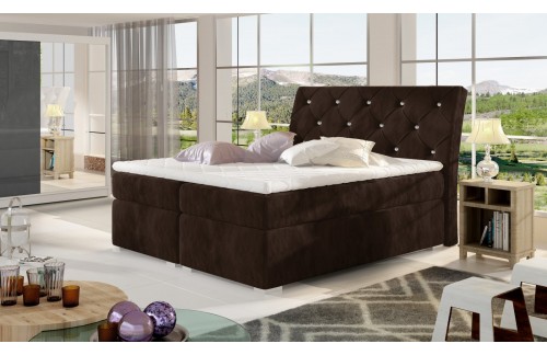 Boxspring postelja Balvin z glamuroznim zaključkom