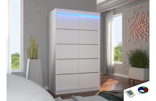 Drsna omara BENISSO z LED osvetlitvijo, 120 cm - BELA