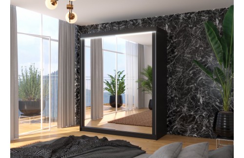 Drsna omara z ogledalom in LED osvetlitvijo MORGAN 180 cm