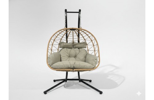 Dvosed zložljiv viseči fotelj Luvo (rjav/svetlo siv)