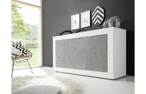 Elegantna komoda s 3 vrati, bela/beton BASIC 209015-05B