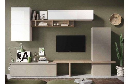 Elegantna TV omarica glina/bela/hrast INFINITY 2.0 900019-AGBIK