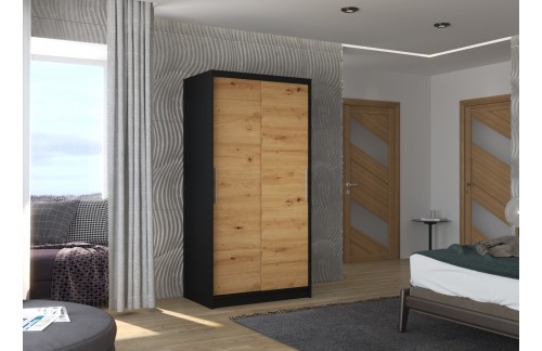 GARDEROBNA OMARA ASTEN 100 CM (VEČ BARV)-Črna/artisan
