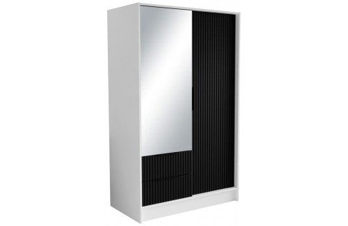 Garderobna omara z ogledalom Norel 101 cm - BELA-ČRNA