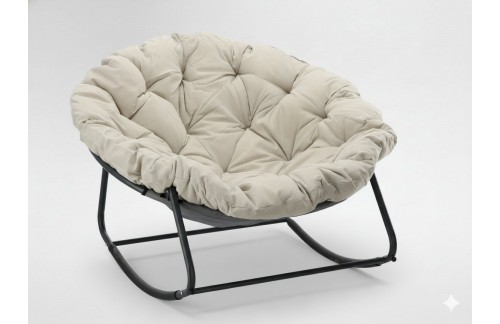 Gugalni fotelj Niva (svetlo bež blazina, siva konstrukcija)