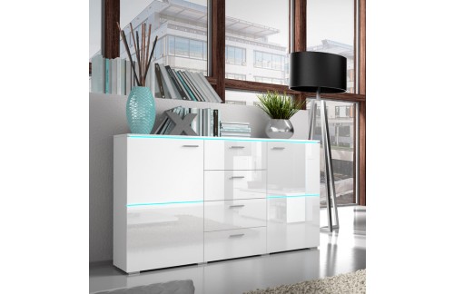 Komoda Anton (bela, visoki sijaj)-brez osvetlitve - AKCIJA