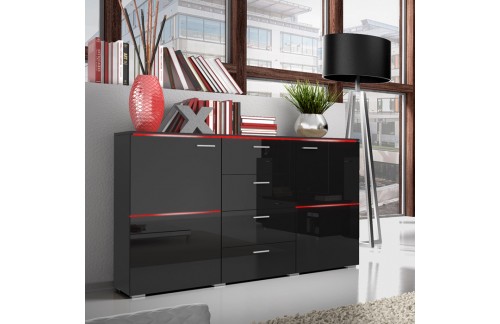 Komoda Anton (črna, visoki sijaj)