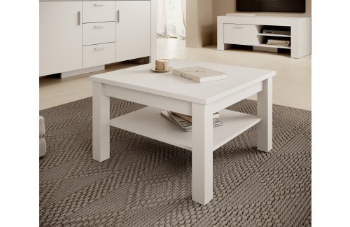 Moderna klubska mizica CESIRO, bela, 80x80 cm - BELA