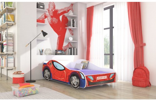 Otroška postelja SPIDER z LED osvetlitvijo in vzmetnico 140x70 cm - RDEčA
