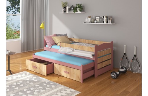 Otroška postelja TIARRO z ograjico in vzmetnicama 87 cm (več barv)