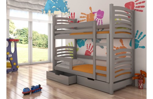 Otroški pograd OSUNA z vzmetnicama in predali - SIVA