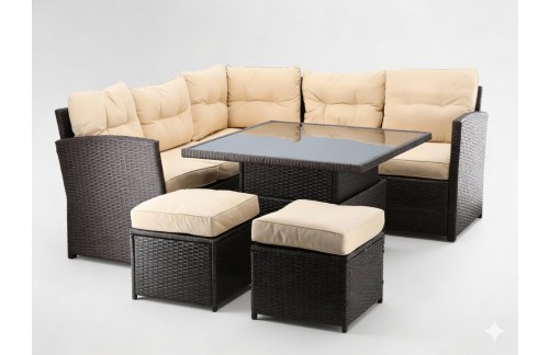 Ratan vrtni set Ratano (rjava/krem)