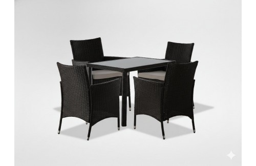 Ratanasti vrtni set Pano z mizo in 4 stoli (rjav/bež)