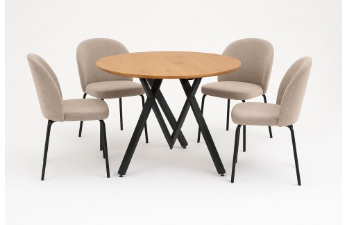 AKCIJSKI SET PATRICIJA – okrogla miza TARN + 4 stoli MIRA (bež)