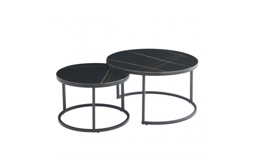 Set dveh klubskih mizic TAJDA (črn marmor/zlata)