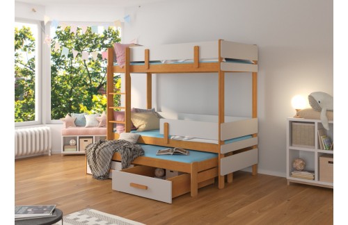 Troposteljna otroška postelja ETAPO 93 cm - ALDER-SIVA