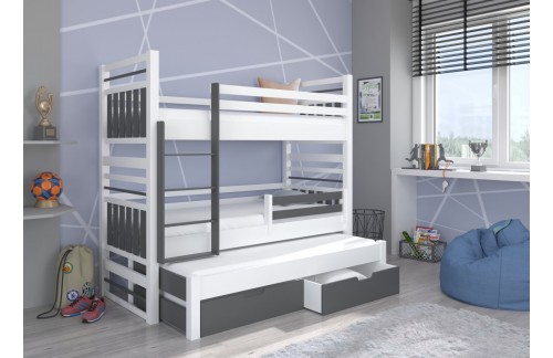 Troslojna otroška postelja HIPPO 87 cm (več barv)