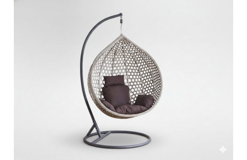 Viseči fotelj Nikoš XL (siva/rjava)