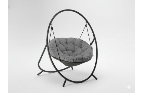 Viseči fotelj Patio, temno siva blazina (siva konstrukcija)