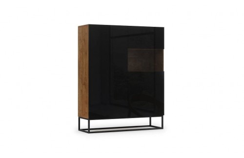 VITRINA AVORIO - HRAST/ČRNA VISOKI SIJAJ