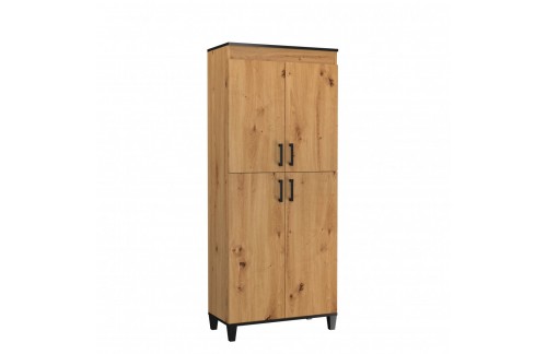 Vitrina POLA 17 v hrastu Artisan s črnimi dodatki - HRAST ARTISAN