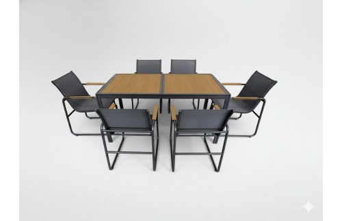 Vrtni jedilni set Javor (antracit, miza in 6 stolov)