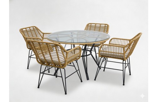 Vrtni set Brala z mizo in 4 stoli (rjav/siv)