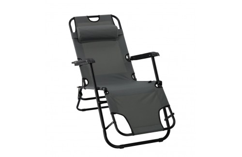 Zložljiv vrtni ležalnik Bilek z vzglavnikom (siv)