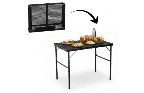 Zložljiva kamping miza Godor z nastavljivo višino 90 x 60 cm (črna)