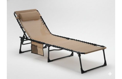 Zložljiva vrtna postelja Bolon z žepom (krem)